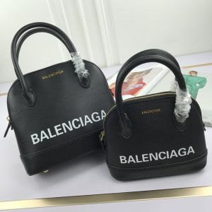 Balenciaga Ville Handbag Grained Leather In Black/White