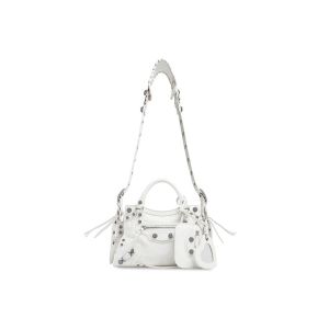 Balenciaga XS Neo Cagole Handbag lambskin In White