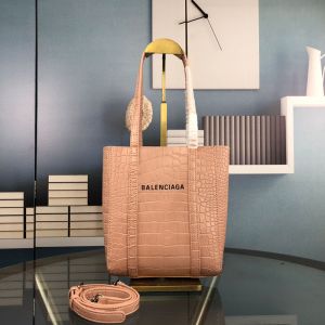 Balenciaga XXS Everyday Tote Bag Crocodile Embossed Leather In Pink