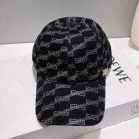 Balenciaga BB Monogram Baseball Cap In Black
