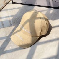 Balenciaga Double Logo Embroidered Cap Cotton In Beige