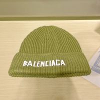 Balenciaga Logo Knitted Hat In Light Green