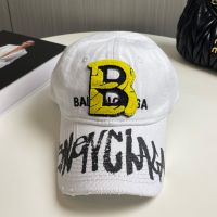 Balenciaga Logo Upcycled Cap In White