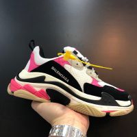 Balenciaga Triple S Sneakers Unisex Leather and Mesh Pink