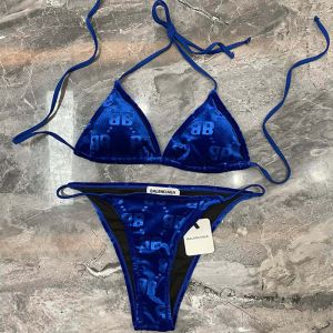 Balenciaga Allover BB Logo Bikini In Cotton Blue