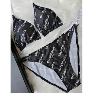 Balenciaga Allover Monogram Logo Bikini In Lycra Black/White