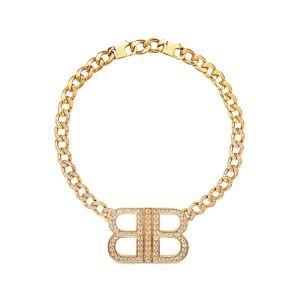 Balenciaga BB 2.0 Necklace with Crystals In Gold