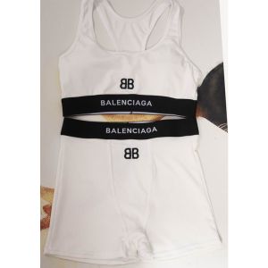 Balenciaga BB Logo Embroidered Sporty Swimsuit In Cotton White