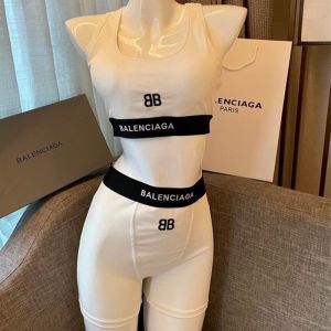 Balenciaga BB Logo Embroidered Swimsuit In Cotton White