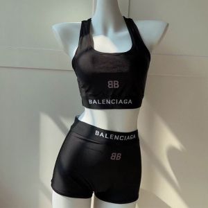 Balenciaga BB Logo Patch Swimsuit In Cotton Black