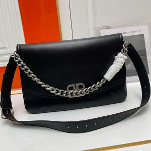 Balenciaga Large BB Soft Flap Bag In Calfskin Black