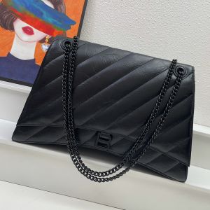 Balenciaga Large Crush Chain Bag In Quilted Crushed Calfskin Black