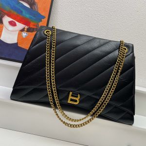 Balenciaga Large Crush Chain Bag In Quilted Crushed Calfskin Black/Gold