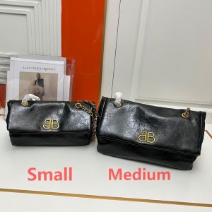 Balenciaga Monaco Chain Bag In Arena Calfskin Black/Gold