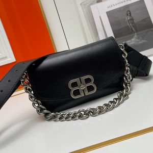 Balenciaga Small BB Soft Flap Bag In Calfskin Black