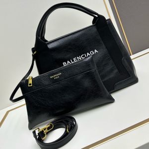 Balenciaga Small Navy Cabas In Lambskin Black