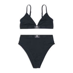 Balenciaga Sporty Bikini Set In Matte Spandex Black