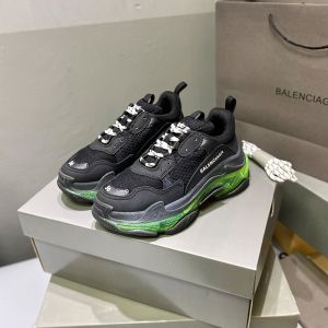 Balenciaga Triple S Sneakers with Multicolor Sole Unisex Leather and Mesh Black/Green