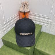 Balenciaga Allover Logo BB Embroidered Cap Cotton In Black