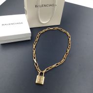 Balenciaga B Chain Lock Thin Necklace In Gold