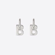 Balenciaga XL B Chain Earrings In Silver