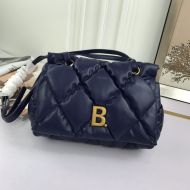 Balenciaga B Flap Bag Quilted Nappa Leather In Navy Blue