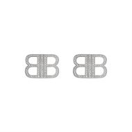 Balenciaga BB 2.0 Earrings with Crystals In Silver