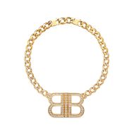 Balenciaga BB 2.0 Necklace with Crystals In Gold