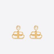 Balenciaga BB Drop Earrings with Pearls In Gold