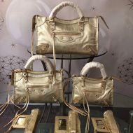 Balenciaga Classic City Shoulder Bag Edged Goatskin In Gold