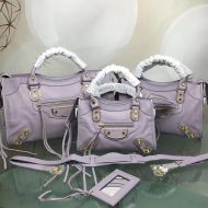 Balenciaga Classic City Shoulder Bag Edged Goatskin In Purple