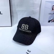 Balenciaga Double B Allover Logo Cap In Black