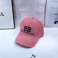 Balenciaga Double B Allover Logo Cap In Pink