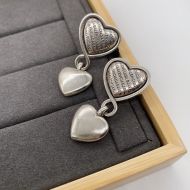 Balenciaga Double Heart Earrings In Silver