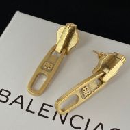 Balenciaga Force BB Zipper Earrings In Gold