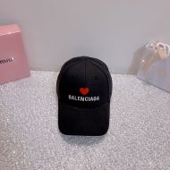 Balenciaga Heart Embroidered Baseball Cap In Black