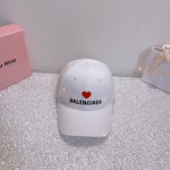 Balenciaga Heart Embroidered Baseball Cap In White