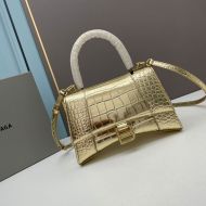 Balenciaga Hourglass Handbag Crocodile Embossed In Gold