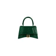 Balenciaga Hourglass Handbag Crocodile Embossed In Green/Gold
