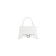 Balenciaga Hourglass Handbag Crocodile Embossed In White
