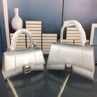 Balenciaga Hourglass Handbag Leather In Silver