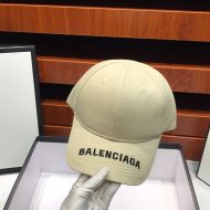 Balenciaga Logo Embroidered Cap Cotton In Beige