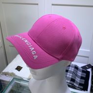 Balenciaga Logo Embroidered Cap Cotton In Pink