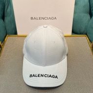 Balenciaga Logo Embroidered Cap Cotton In White/Black