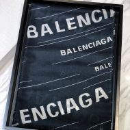 Balenciaga Logo Printted Scarf In Navy Blue