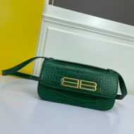 Balenciaga Medium Gossip Bag Crocodile Embossed Leather In Green
