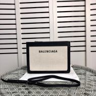 Balenciaga Navy Pouch With Strap Canvas In Beige