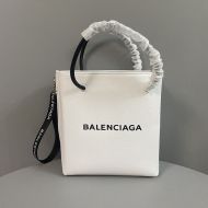 Balenciaga Shopping Phone Holder Grained Leather In White