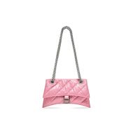 Balenciaga Small Crush Chain Bag Quilted Crushed Calfskin In Pink