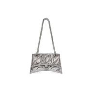 Balenciaga Small Crush Chain Bag Quilted Crushed Calfskin In Silver